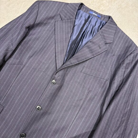Kenzo Paris Blazer Striped Flannel Wool Sport Coat Navy Blue 3bt 44 R - Picture 2 of 9
